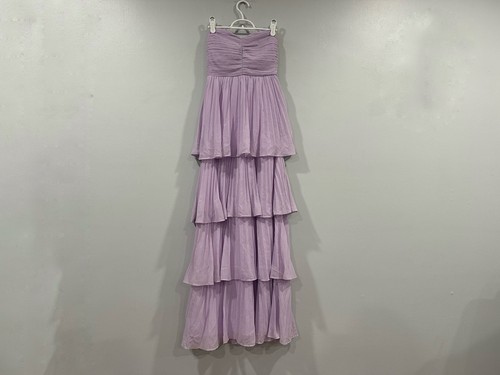 Lulus Seriously Sensational Lavender Strapless Pleated Tiered Dress XS