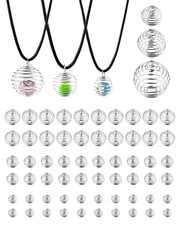 Jialeey Spiral Bead Cages Pendants, 60 Pcs 3 Sizes Silver Plated Stone