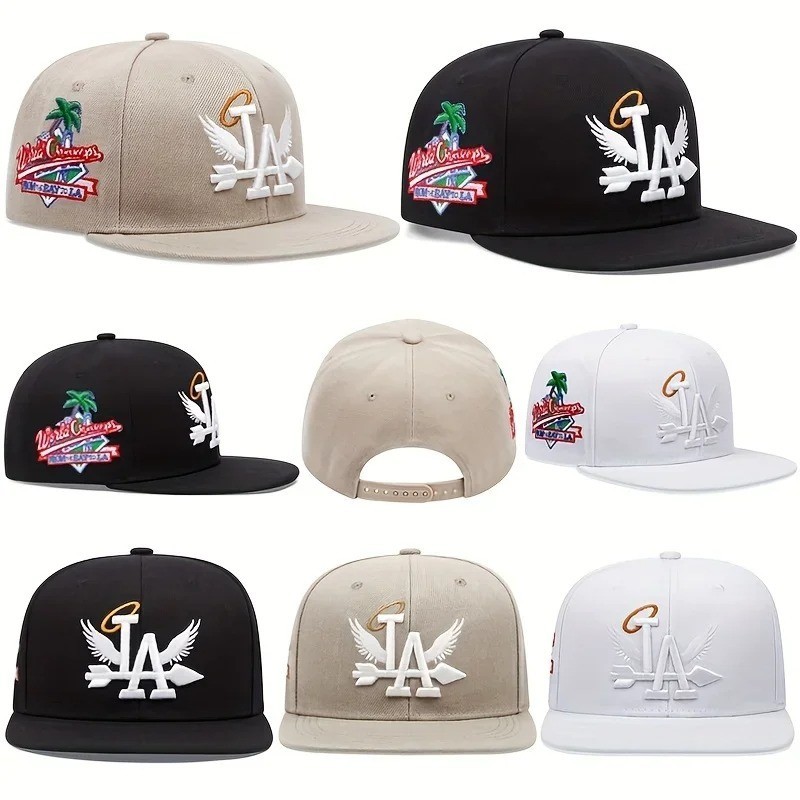 LA Flat Brim Snapback Embroidered Hip-Hop Streetwear Los Angeles Baseball Cap