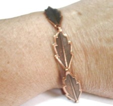Pure Copper Link Bracelet Made in USA Leaf Design Womens Therapy Jewelry
