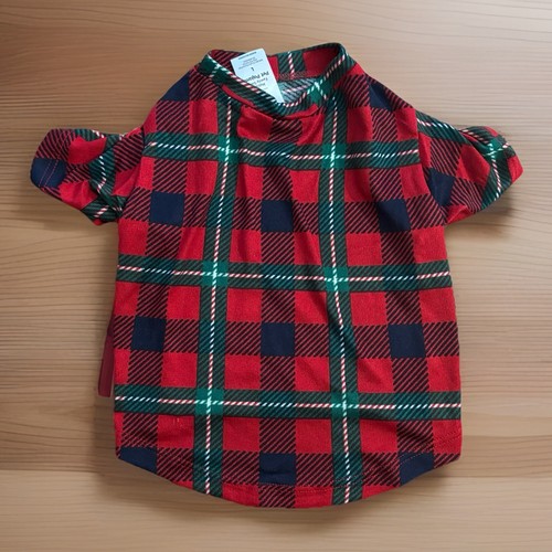 Members Mark Christmas Holiday Pet Dog Pajama Shirt MEDIUM Plaid Red Green