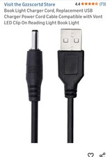 Cordon Chargeur Lumière Livre, Remplacement USB Chargeur Cordon Alimentation Câble