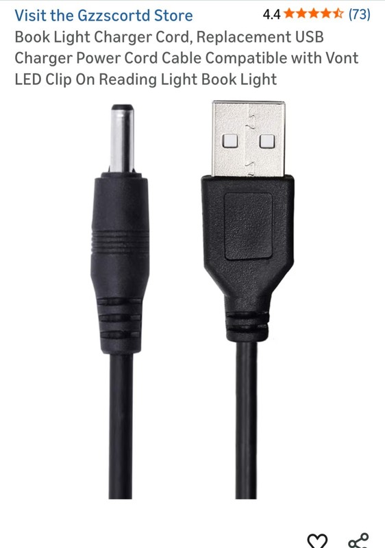 Book Light Charger Cord, Replacement USB Charger Power Cord Cable