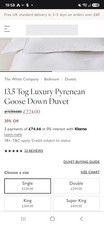 The White Company - Pyrenean Goose Down Single Duvet - 13.5 Tog - 140 X 200cm