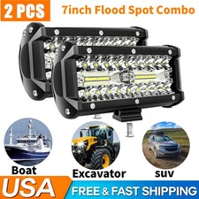 2x 7inch 30000LM LED Work Light Bar Flood Spot Pod Offroad Fog Driving ATV Truck