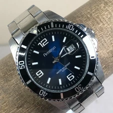 Armitron Men 20/4622SV Black Bezel Date Silver Tone  40mm Watch 7"