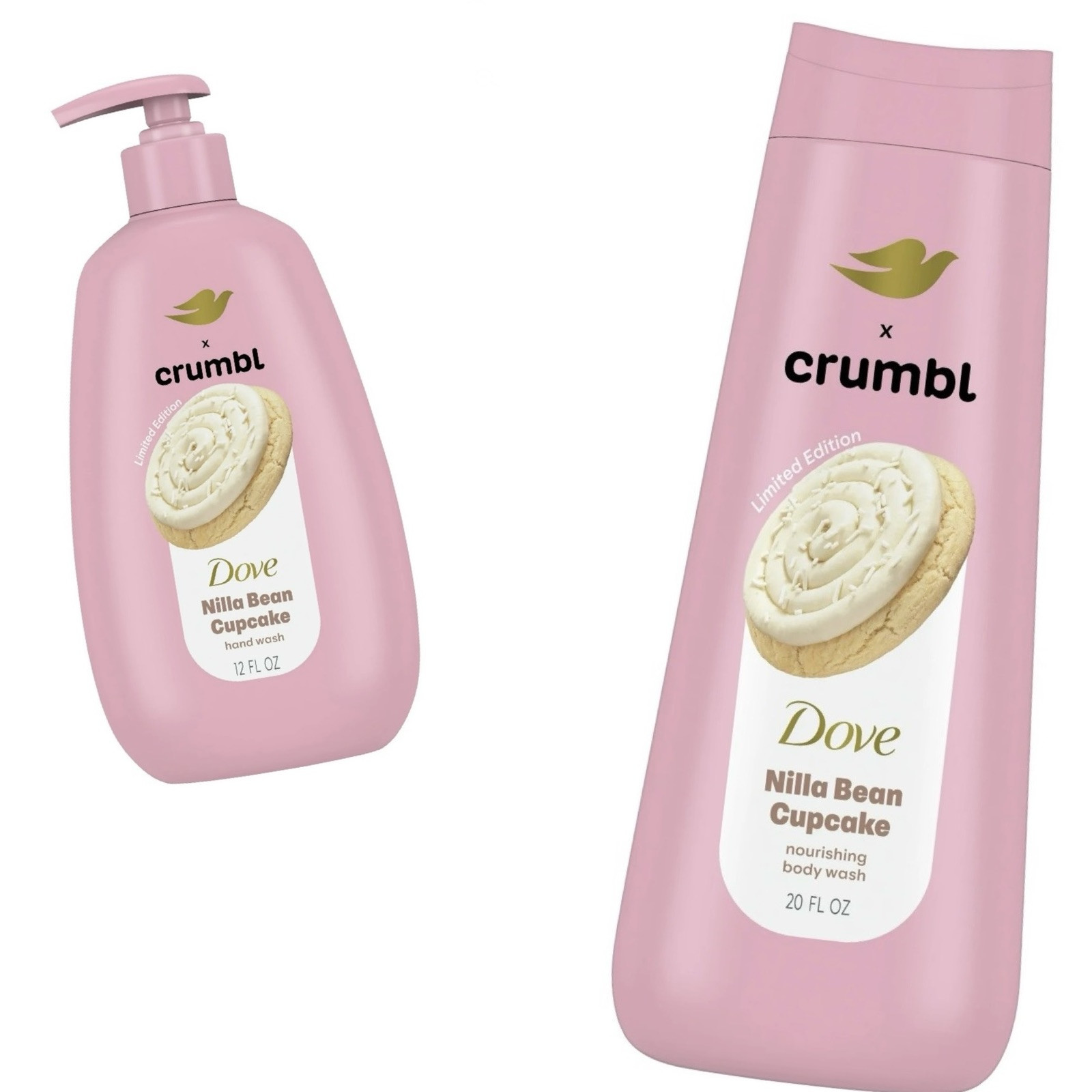 Dove x Crumbl Cookie Hand Wash Soap & Body Wash Set Nilla Bean