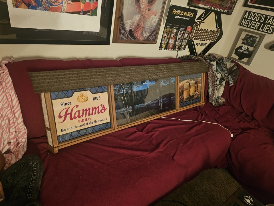 Shop O Rama Sign HAMMS LARGE BEER SCENE-O-RAMA WATER FALL MOTION SIGN vintage rare bar ...