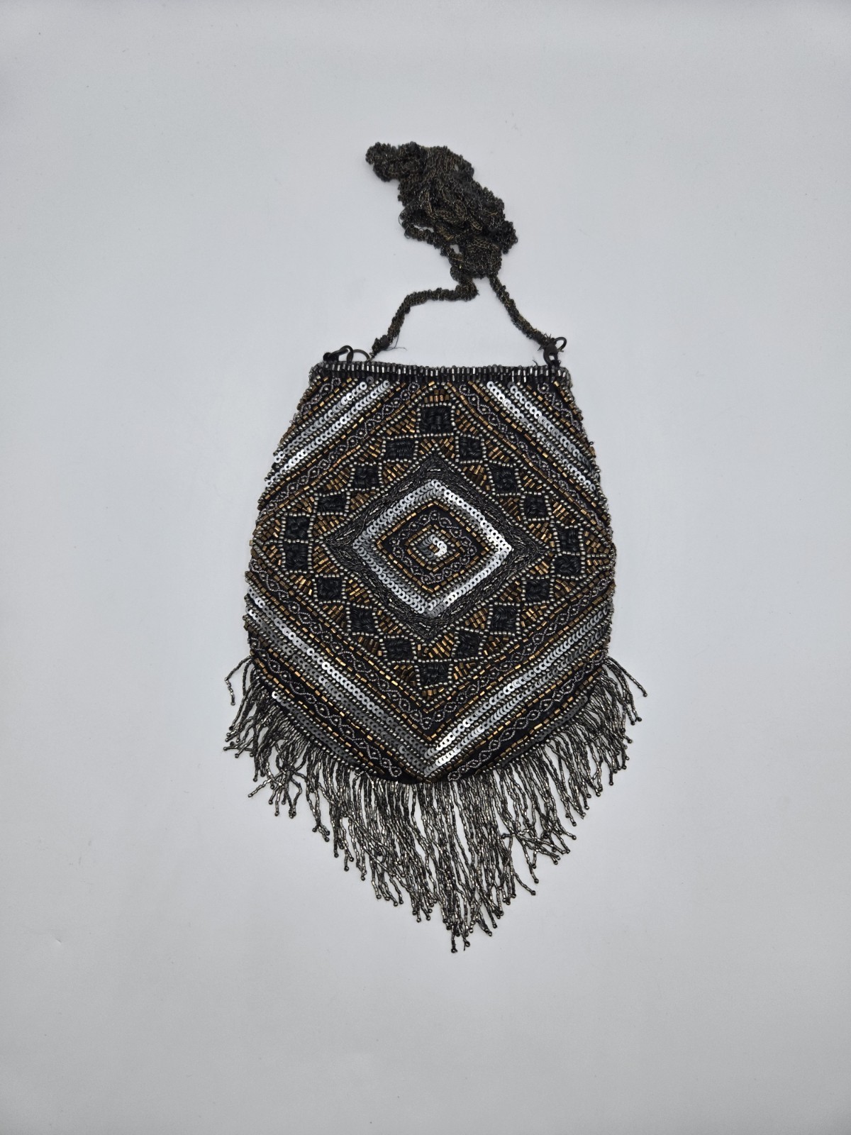 Zara Beaded Fringe Evening Clutch 7” Boho Festival Bag Removable Chain