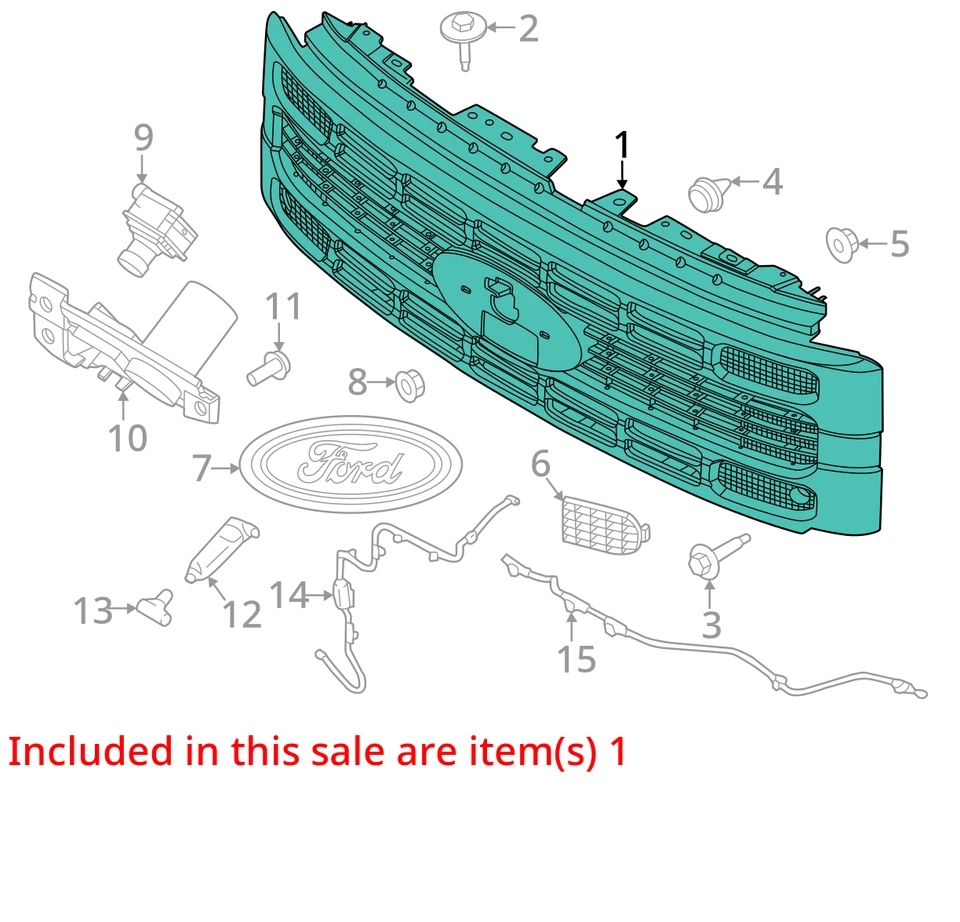 Ford Grille F250 Super Duty XLT Front black assembly 2024 OEM PC3Z8200AB New - Image 3 of 4