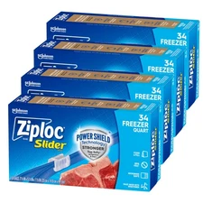 Ziploc Quart Food Storage Freezer Slider Bags, Power Shield Technology for Mo...