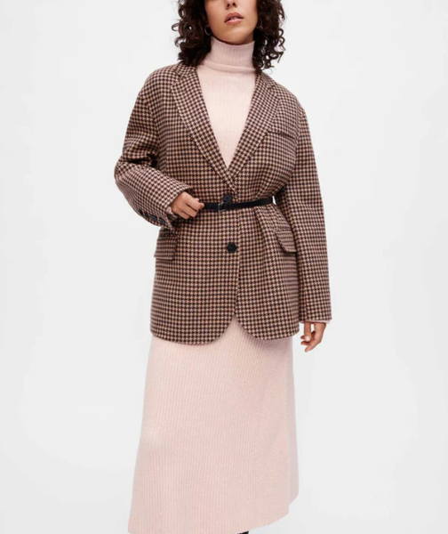 Maje Damen Wollmantel Hahnentritt Braun Oversized Gr. 1 S MFPOU00890-image