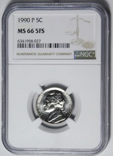 1990-P Jefferson Nickel — photo from the most recent tracked eBay sale