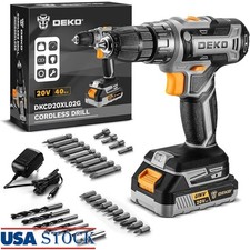 Cordless Power Drill 20V Electric Drill Set W/ Battery Charger 10 Bits New