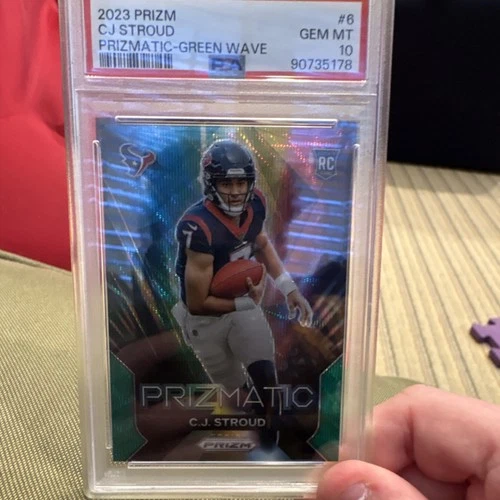 Panini 2023 Prizm Prizmatic C.J. Stroud #6 Green Wave Rookie PSA 10