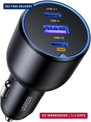 UGREEN 130W USB C Car Charger, Type C Car Charger Adapter Compatible with Iphone