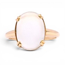 VINTAGE LADIES MOONSTONE CABOCHON COCKTAIL RING 14K YELLOW GOLD SIZE 7
