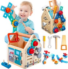 Imaginative 33 Piece Wooden Tool Set with Bench - Montessori Gift for Kids 2-6