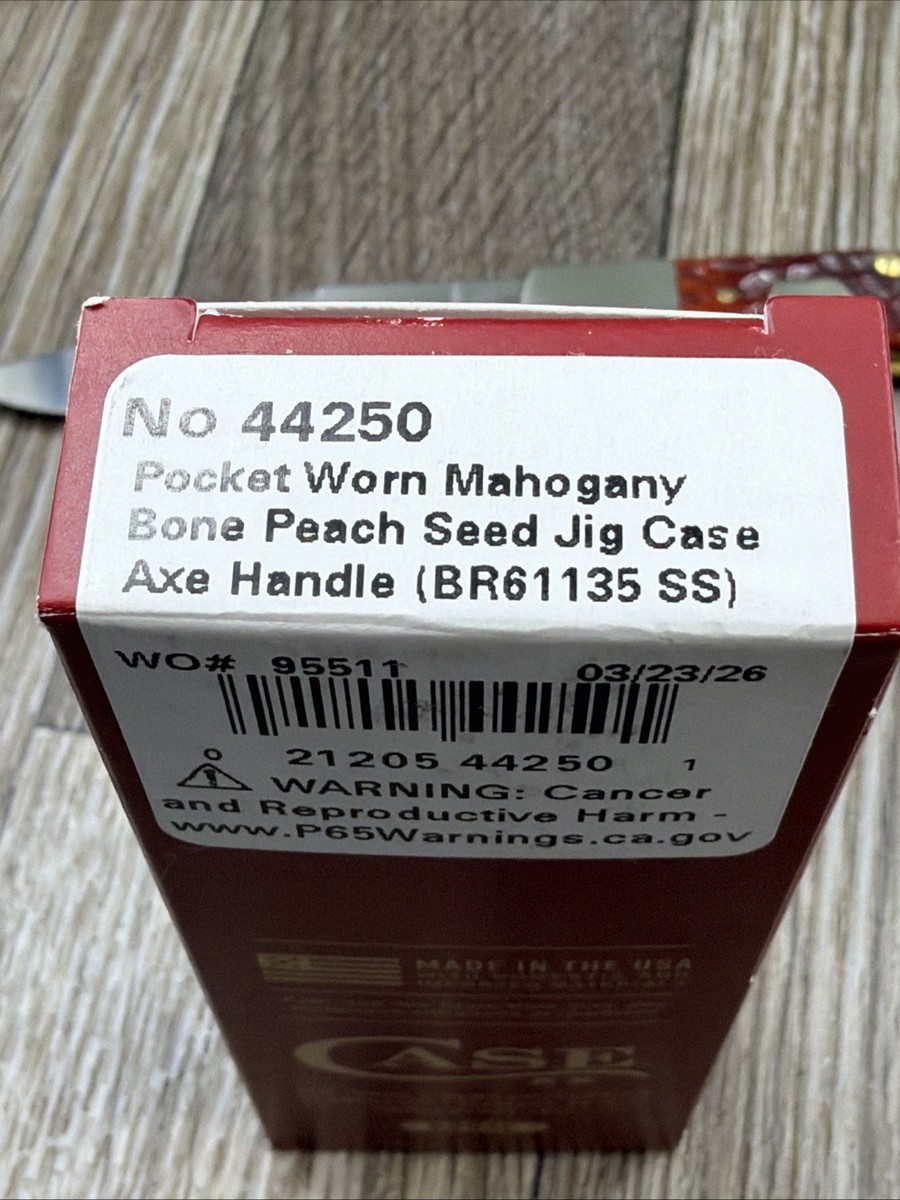 Case XX BR61135 SS Mahogany Bone Peach Seed Jig Axe Handle Ruple