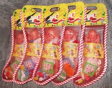 VTG 11" Mesh Net GIRLS Christmas Stocking W/RARE HEADER 1960s-80s Toys BABY DOLL