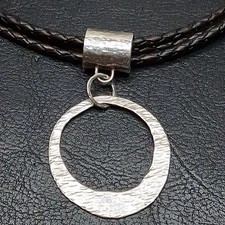 SILPADA Sterling Silver 925 3 Strand Brown Leathe Cord Necklace/Pendant. 16.249