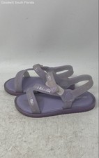 Mini Melissa Girls Stripes M Lover Purple Open Toe Strappy Sandals Size 11