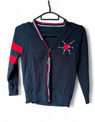 Cute Boys Girls Kid Black Red Heart Knit Knitwear Cardigan