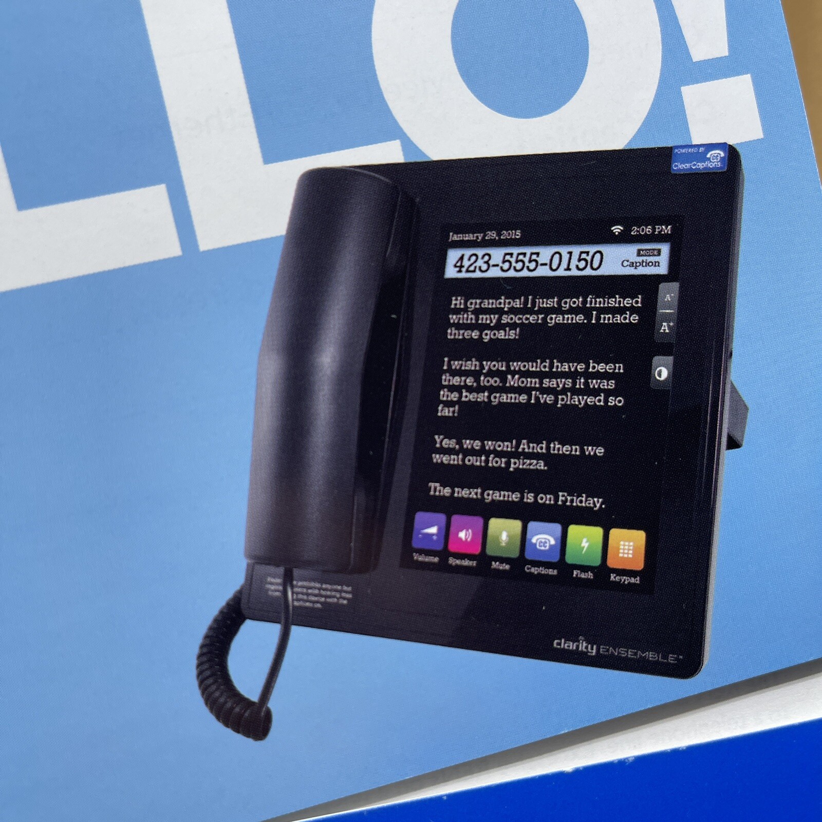 Clarity Ensemble CC TouchScreen LandLine Phone Amplified Captioned (Ph2