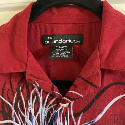 T-shirt Vintage No Boundaries – Dragon In Flames, Taille L, Polyester Transparent, Années 90
