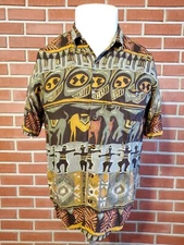 Cloudy Bay Short Sleeve Button Front Vintage 1970s Viscose Mens Medium Shirt EUC