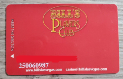 Bill's Gamblin'' Hall & Saloon Casino Las Vegas Slot Card