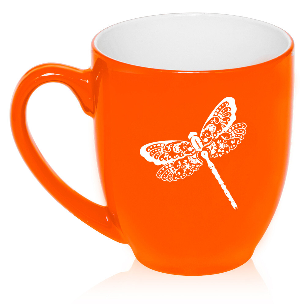 16 oz Bistro Ceramic Coffee Mug Cup Floral Dragonfly | eBay