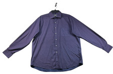 Van Heusen Button Down Shirt Mens Size Large Blue Purple Long Sleeve Pocket