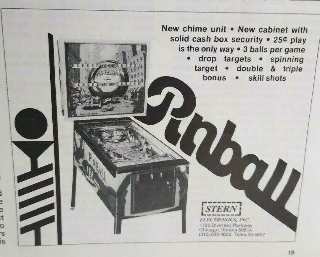 1977 Stern Electro Mechanical Pinball Machine AD Play Meter Magazine