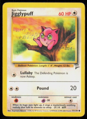 2000 Pokemon Base Set 2 Unlimited Jigglypuff #77/130 - Poor