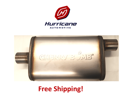 CHERRY BOMB SA2589 SALUTE MUFFLER 3 inch OVAL OFFSET//CENTER STAINLESS WELDED