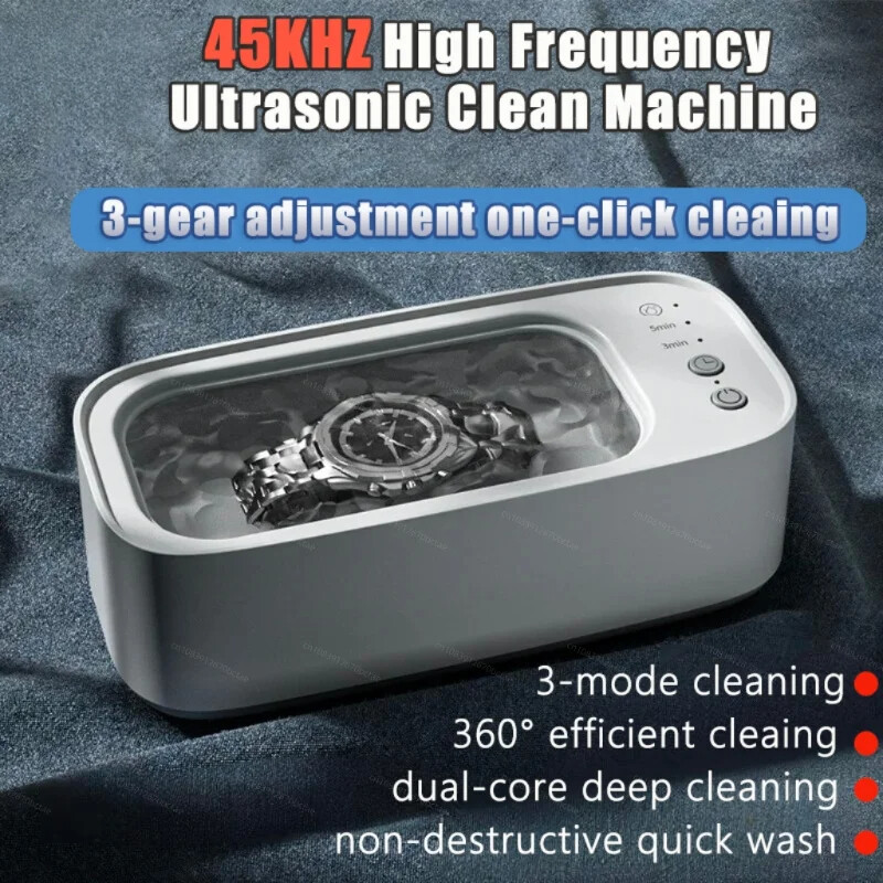 360° Ultrasonic Jewelry Cleaner with 45KHz High Frequency & Timer  