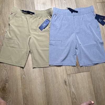 Tommy Hilfiger Boys Quick Dry Performance Cargo Shorts Bundle Khaki Blue 2pk