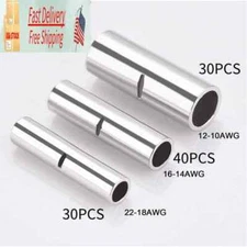 Non-Insulated Bare Copper Butt Connectors Splice Crimp Wire Terminals 100PCS