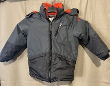 Snozu Grey  Orange Winter Jacket Boys Size 6 Zip Up With Removable Hood
