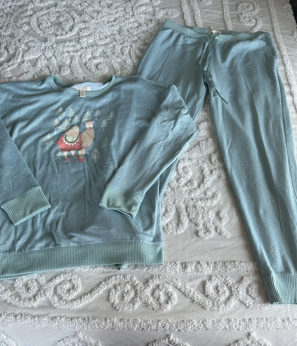 LC Lauren Conrad Pajama Set Women’s Size M Blue Llama Shirt and Pants Super  Soft