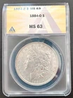 1884-O  Morgan Dollar,  ANACS MS 63  , nice  silver coin         #1918. # 61-11