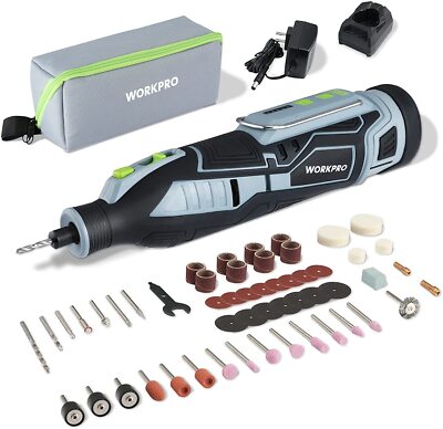 WORKPRO 12V Cordless Rotary Tool Kit 5 Variable Speed 114 Pcs Change Accessories