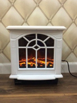 Freestanding White Electric Fireplace Heater Log Wood Burning