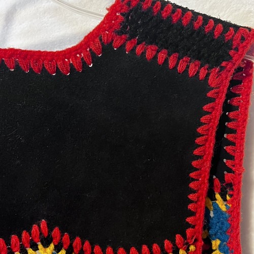 Vintage 80s Handmade Harpees Crochet Vest With 100% Calf Leather Large EUC Rare - Picture 7 of 12
