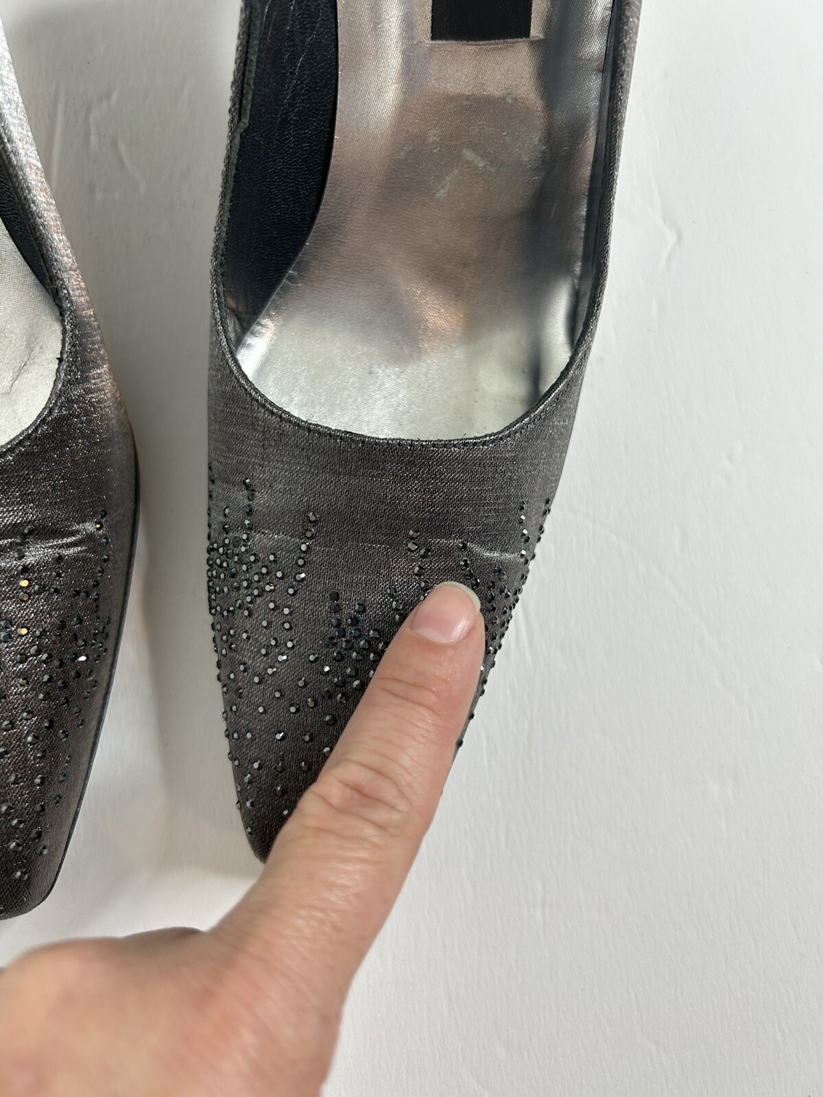 STUART WEITZMAN Silver Square Toe Embellished Hee… - image 11