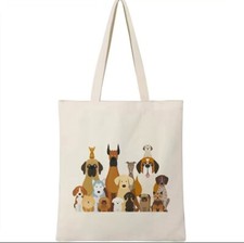 Dog Lover Print Canvas Tote Bag Handbag Purse Reusable Shopping Gift