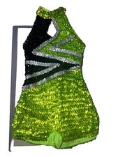 Sparkly Sequence Bodysuit Women Bling Boycut Dance Costume Halloween Adult 8