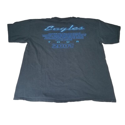 Vintage Hotel California Eagles Tour 2001 Black Graphic T