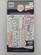 *Brand New* The Happy Planner Sticker Book Handwritten Colored Boxes 650 Pieces